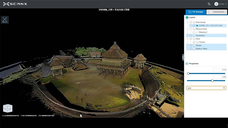 ３Dスキャナーで読み取った北内郭の写真