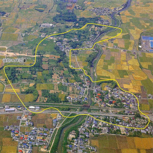 発掘調査前の吉野ヶ里遺跡の航空写真