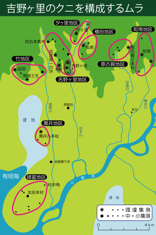 吉野ヶ里の国を構成する村の図